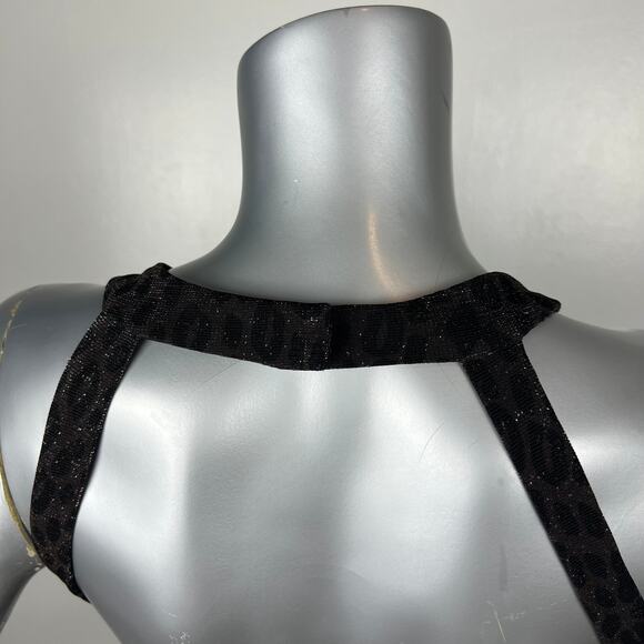 Vintage 90s Susan Roselli Vijack Leopard Sparkly Maxi Dress Gown Halter Prom 14 - Picture 5 of 13